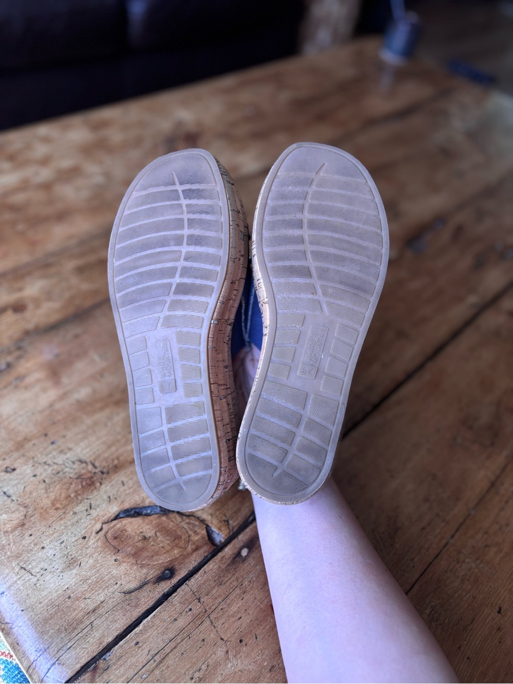 White Mountain Blue Canvas Cork Platform Slide Mules - Picture 4 of 4